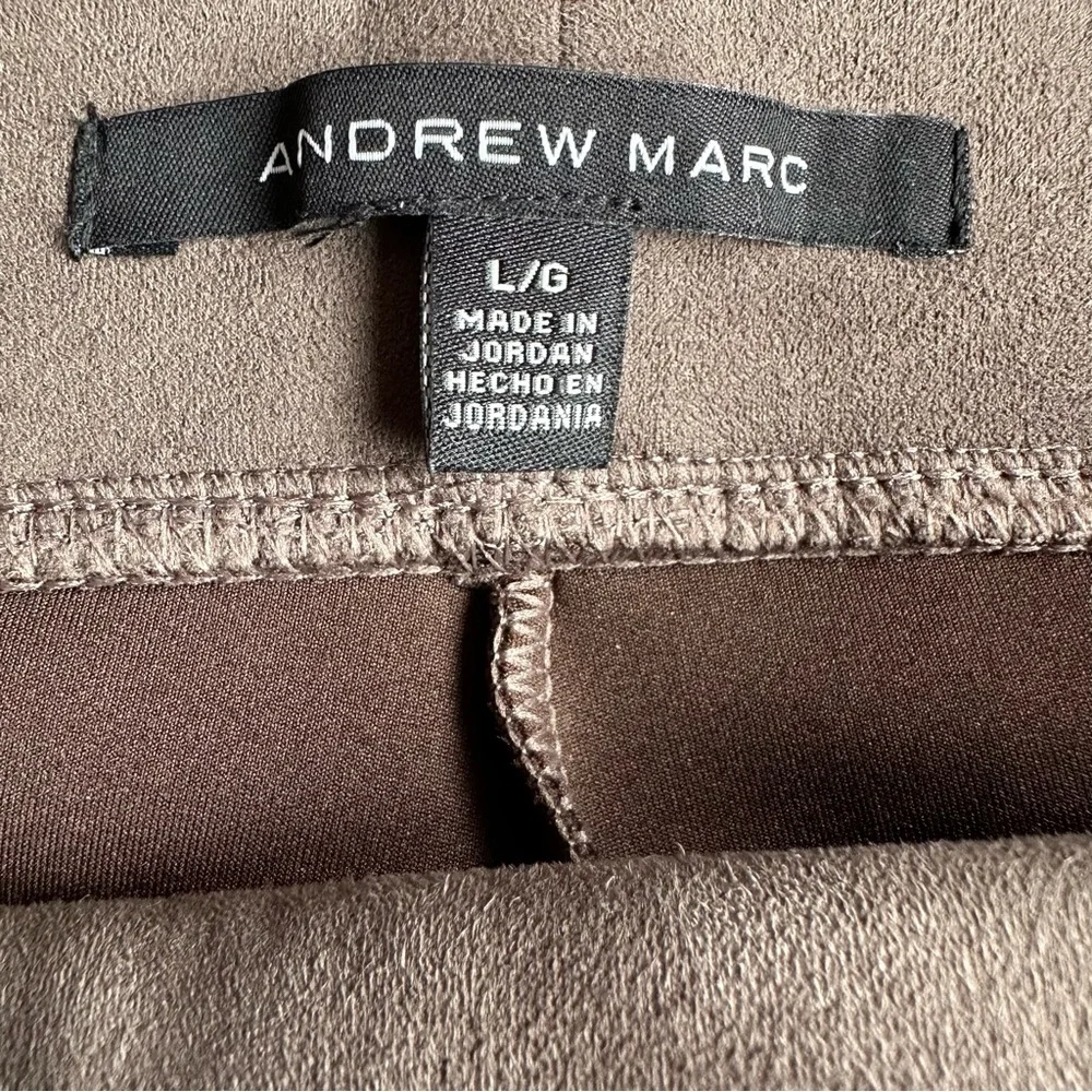 Andrew Marc Women’s Taupe Faux Suede Pull On Stretch Skinny Leg Pants Size Large